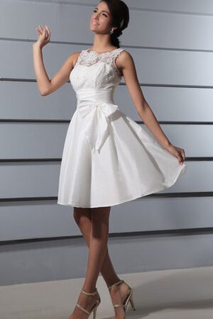 Abito da Sposa A-Line in Pizzo Senza Maniche in Taffeta Mini