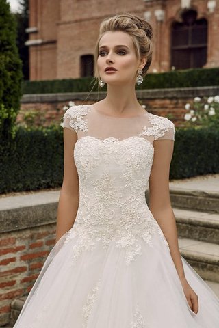 Abito da Sposa con Manica Corte Cappellino Naturale A-Line Largo