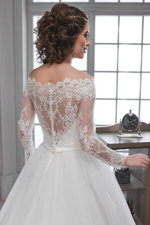 Abito da Sposa in Pizzo Naturale con Maniche Lunghe Fuori dalla spalla in Tulle