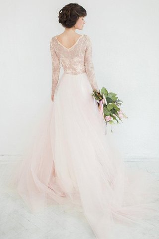 Abito da Sposa con Fiore in Pizzo in Tulle Stravagante con Perline