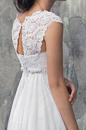 Abito da Sposa con Applique con Piega V-Scollo con Perline a Riva