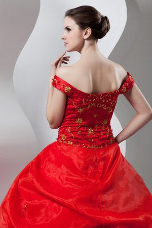 Abito Quinceanera Ball Gown con Stropicciato con Perline con Ricamo Fuori dalla spalla