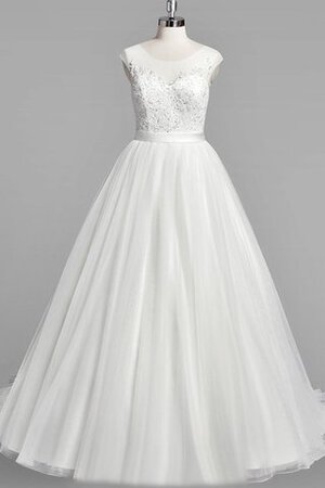 Abito da Sposa in Tulle con Manica Corte Cappellino A-Line Tondo