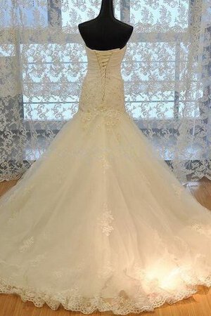 Abito da Sposa in Pizzo in Organza in Raso con Increspature A Terra