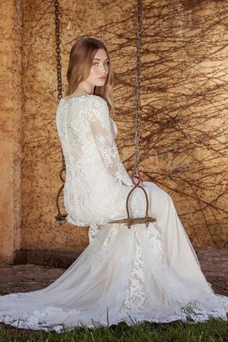 Abito da Sposa Vintage Stravagante con Festone Sogno Spazzola Treno