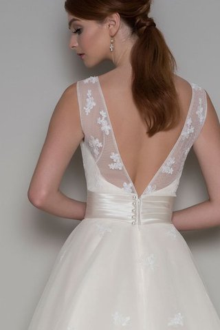 Abito da Sposa Coda A Strascico Corto A-Line con Applique in Tulle Tondo