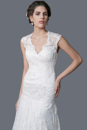 Abito da Sposa con Perline A-Line Spazzola Treno con Applique Cappellino