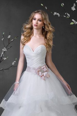 Abito da Sposa Lunghi Senza Maniche con Perline in Tulle A Terra