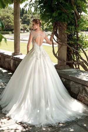 Abito da Sposa Tondo con Applique con Manica Corte in Pizzo Buco Della Serratura Schiena