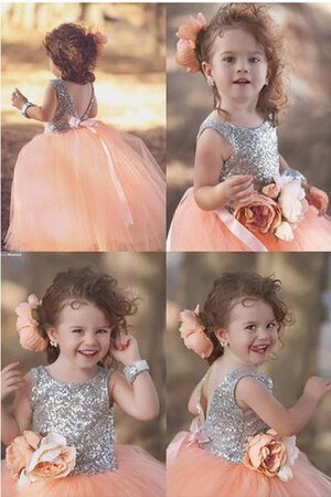 Abito da Cerimonia Bambini in Tulle con Fiore decorato Principessa con Paillette