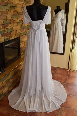 Abito da Sposa a Riva con Perline V-Scollo Moderno Allacciato