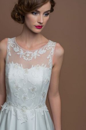 Abito da Sposa in Raso Naturale con Applique Senza Maniche A-Line