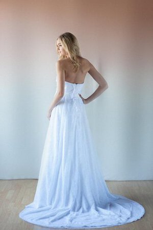 Abito da Sposa in Pizzo in Pizzo con Piega Senza Maniche Senza Strap