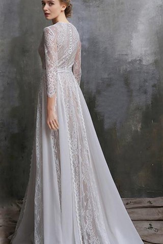 Abito da Sposa A-Line decorato in Pizzo Conservatore con Tre Quarti Lunghezza Maniche