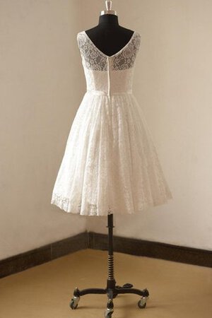Abito da Sposa Tondo Senza Maniche A-Line Sotto Ginocchio con Nastro