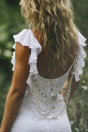 Abito da Sposa Sensuale in Pizzo Cappellino con Increspature in Chiffon