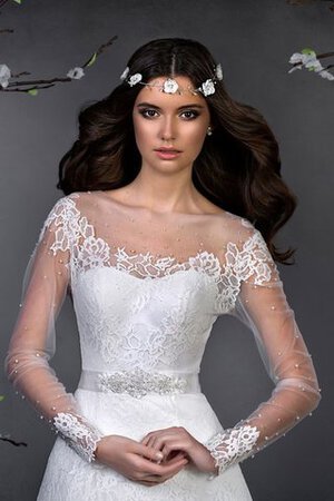 Abito da Sposa A-Line Allacciato Tondo Romantico in Tulle