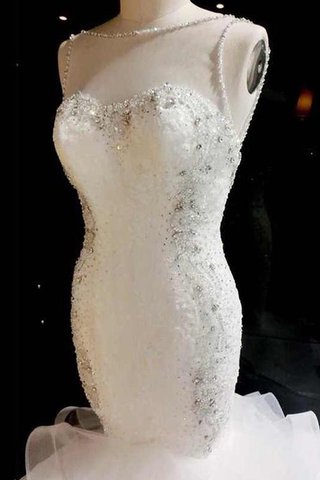 Abito da Sposa Romantico con Perline con Applique Shiena Sheer Spazzola Treno