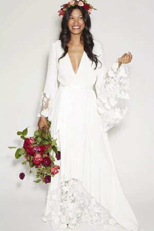 Abito da Sposa con Maniche Lunghe Semplice in Pizzo A-Line Ampio