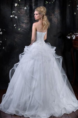 Abito da Sposa Naturale con Increspature Senza Strap Coda A Strascico Corto A Terra