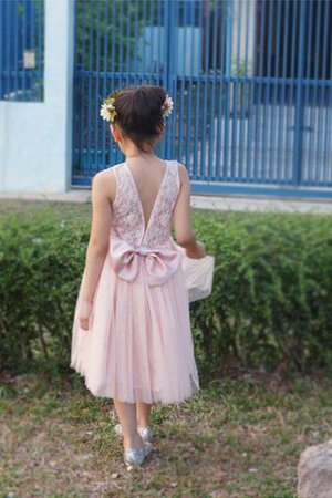 Abito da Cerimonia Bambini decorato in Tulle con Increspature A-Line Sotto Ginocchio