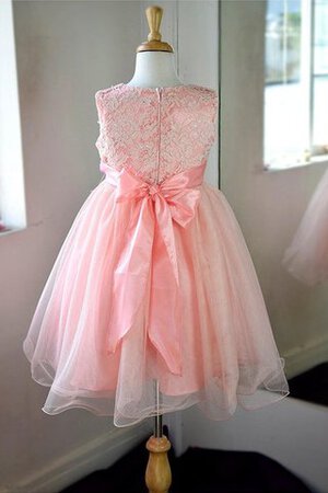 Abito da Cerimonia Bambini Tondo con Piega con Fiocco in Tulle con Increspature