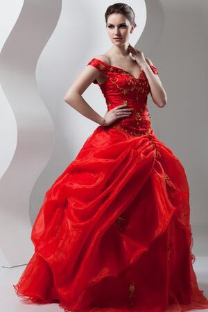 Abito Quinceanera Ball Gown con Stropicciato con Perline con Ricamo Fuori dalla spalla