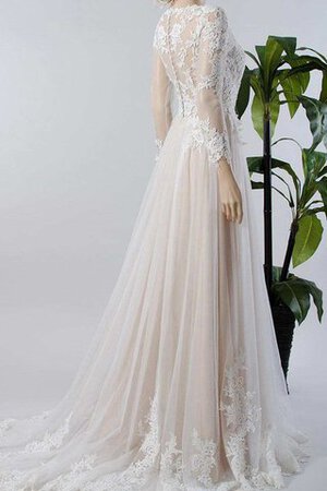 Abito da Sposa Lusso A-Line con Applique Spazzola Treno Retro