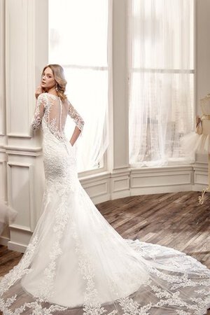 Abito da Sposa con Tre Quarti Lunghezza Maniche Sensuale Tondo Favola Formale E Informale