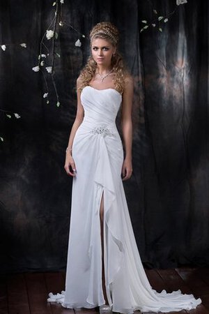 Abito da Sposa Moda con Festone in Chiffon con Spacco Davanti Tubino