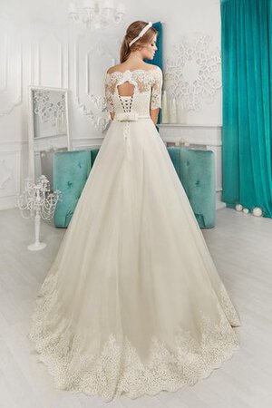 Abito da Sposa in Pizzo in Pizzo A-Line Allacciato con Fiocco