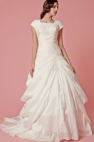 Abito da Sposa con Ricamo con Manica Corte in Taffeta Moderno A-Line