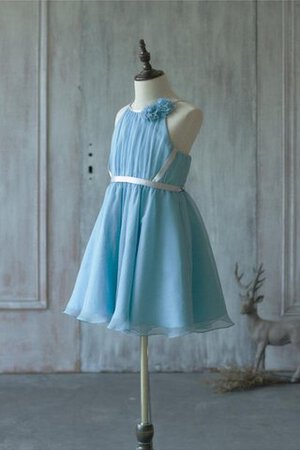 Abito da Cerimonia Bambini Naturale con Fiore in Chiffon A-Line Al Ginocchio