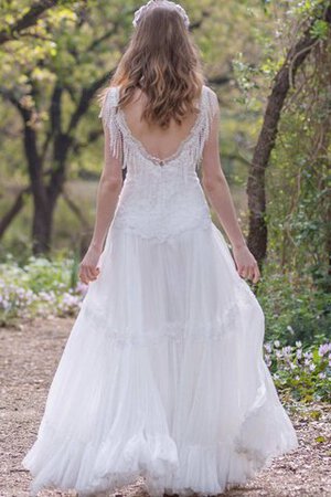 Abito da Sposa A Terra con Piega A-Line Moderno Vintage