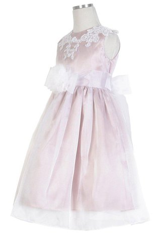 Abito da Cerimonia Bambini A-Line con Fiocco in Taffeta con Manica Corte Al Ginocchio