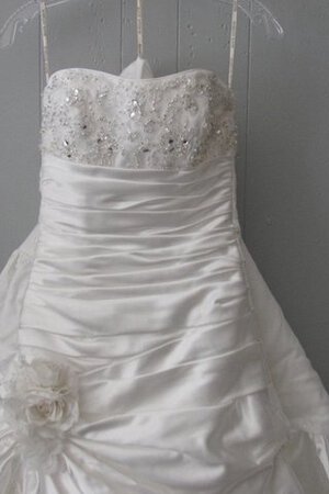 Abito da Sposa A-Line con Stropicciato Allacciato in Taffeta con Fiore