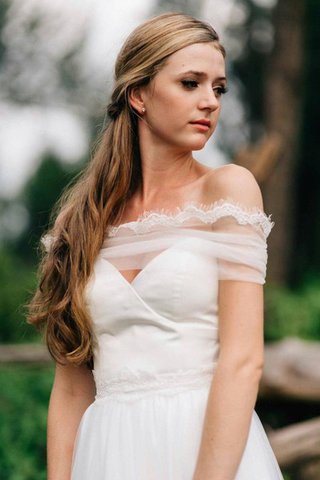 Abito da Sposa in Pizzo a Riva A-Line Cerniera A Terra