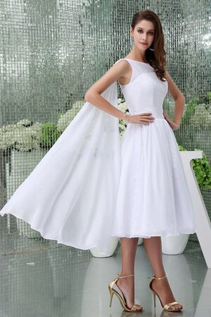 Abito da Sposa Semplice Conservatore A-Line Senza Maniche con Festone