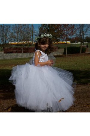 Abito da Cerimonia Bambini A Terra con Nastro in Tulle con Fiocco Tondo