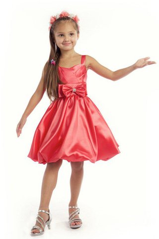 Abito da Cerimonia Bambini in Taffeta Cerniera Conotta A-Line con Fiocco