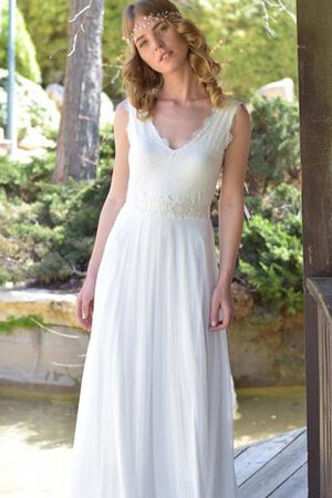 Abito da Sposa V-Scollo Senza Maniche Vintage Semplice con Fusciacca