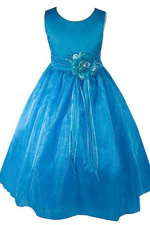 Abito da Cerimonia Bambini Alla Caviglia in Taffeta Tondo Senza Maniche con Fiore