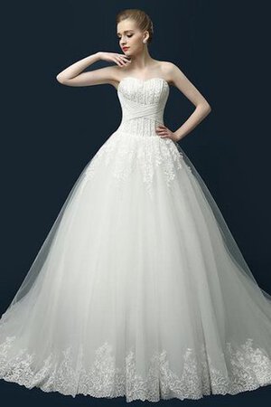 Abito da Sposa con Applique in Tulle con Paillette A Terra in Paillette