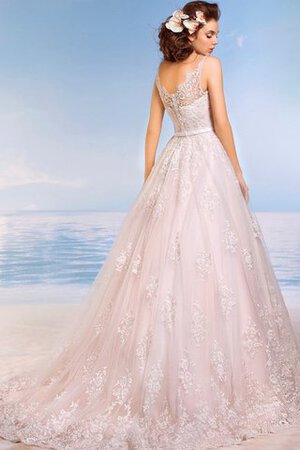 Abito da Sposa Senza Maniche Elegante con Applique Conotta V-Scollo