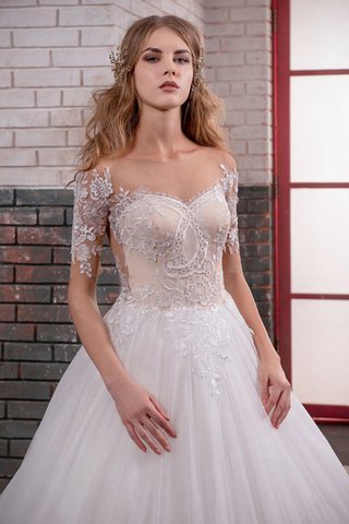 Abito da Sposa Radiosa con Piega con Applique A Terra Naturale