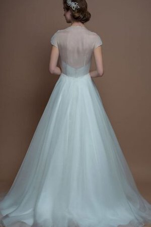 Abito da Sposa in Organza A-Line V-Scollo con Manica Corte Cappellino