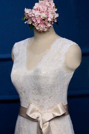 Abito da Sposa Cappellino Naturale Senza Maniche con Nastro V-Scollo