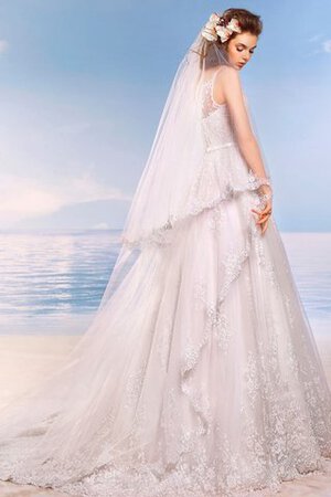 Abito da Sposa Senza Maniche Elegante con Applique Conotta V-Scollo