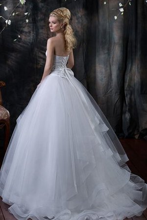 Abito da Sposa Naturale in Tulle con Seghettato Allacciato con Festone
