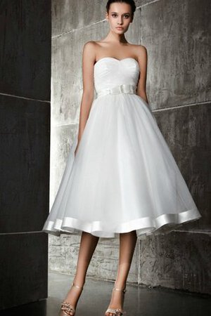 Abito da Sposa Sotto Ginocchio con Nastro con Fusciacca A-Line in Tulle